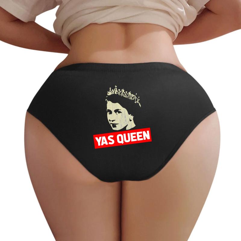 Yas Queen Elizabeth Funny Meme Women Underwear Panties Women Black