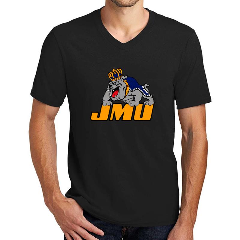 Vintage James Madison University Unisex V-Neck T-Shirt Men Black