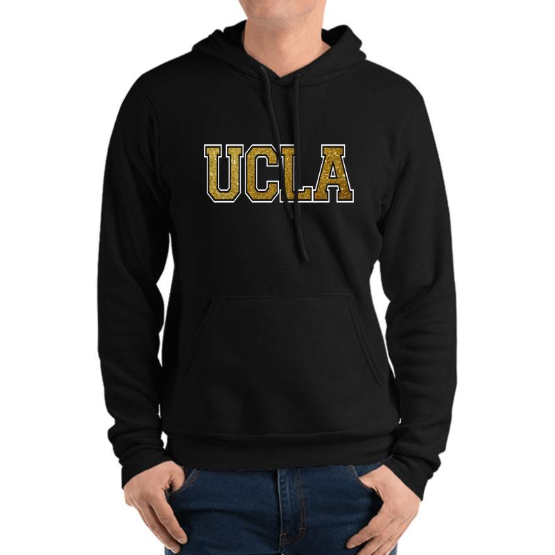 Ucla Glitter Design Unisex Hooded Sweatshirt Men Black