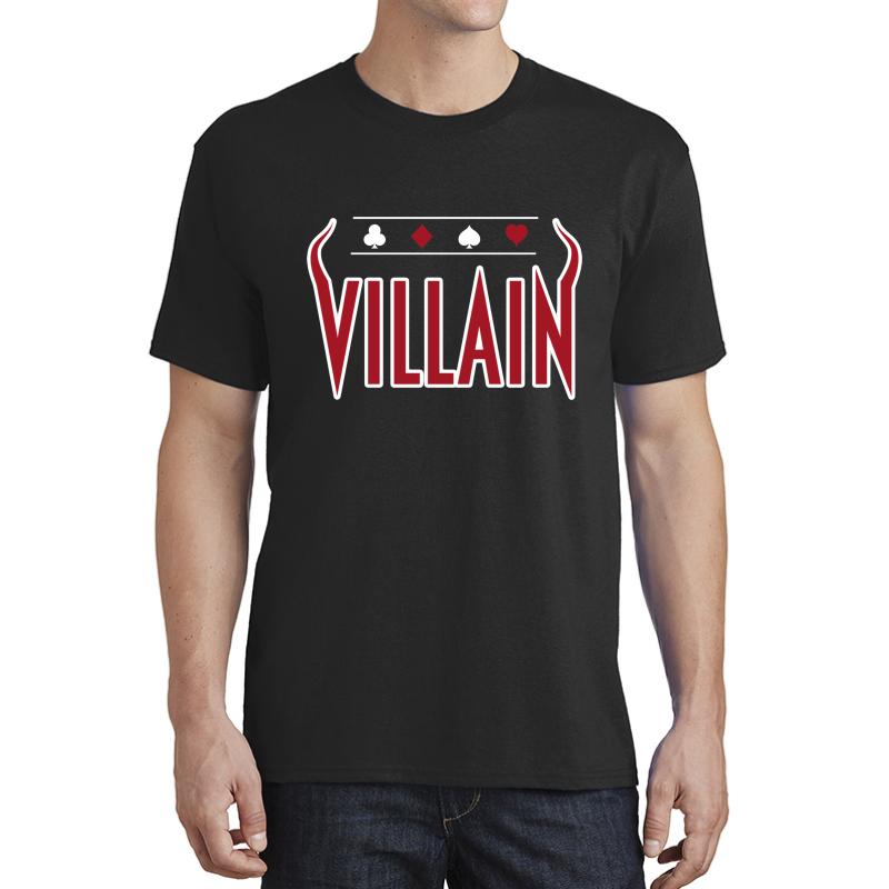 Villain Design For Poker Hold'em Players Cardists - With Card Suits Unisex T-Shirt Men Black