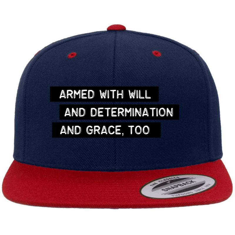 Armed With Will And Determination - And Grace Too - Tragically Hip Premium Flat Bill Snapback Cap  Navy