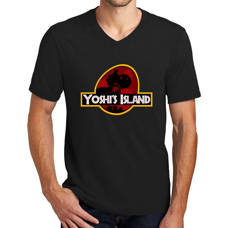 Yoshi Park Island Jurassic Park Unisex V-Neck T-Shirt Men Black