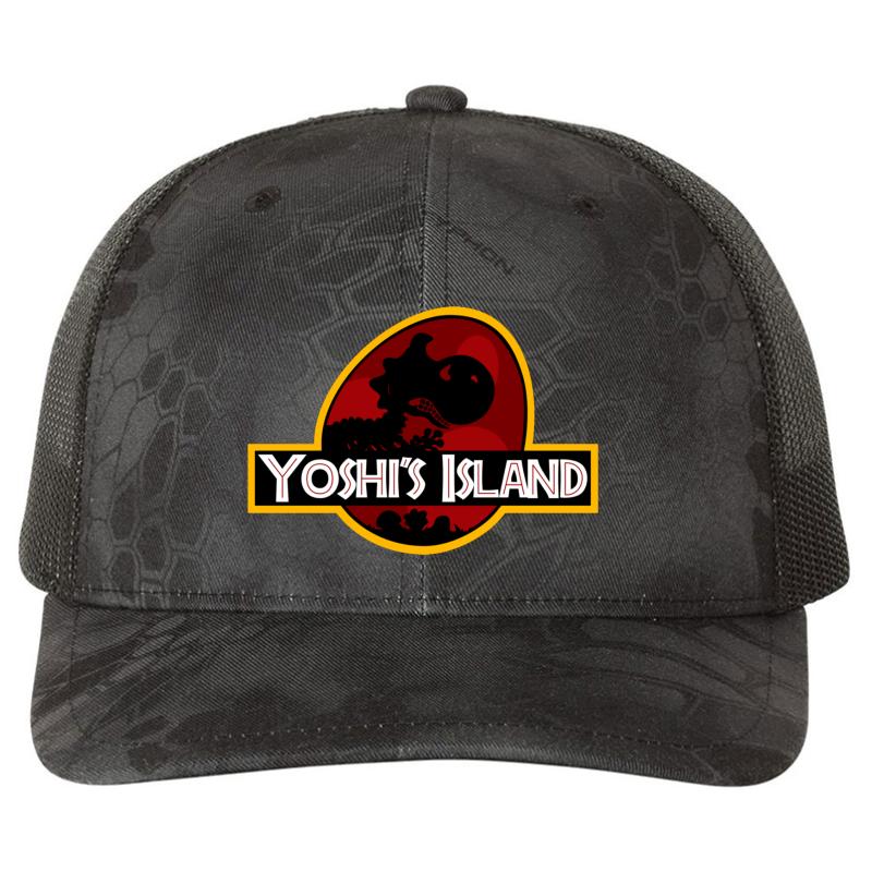 Yoshi Park Island Jurassic Park Richardson Premium Trucker Snapback Cap  Kryptek Typhon Black