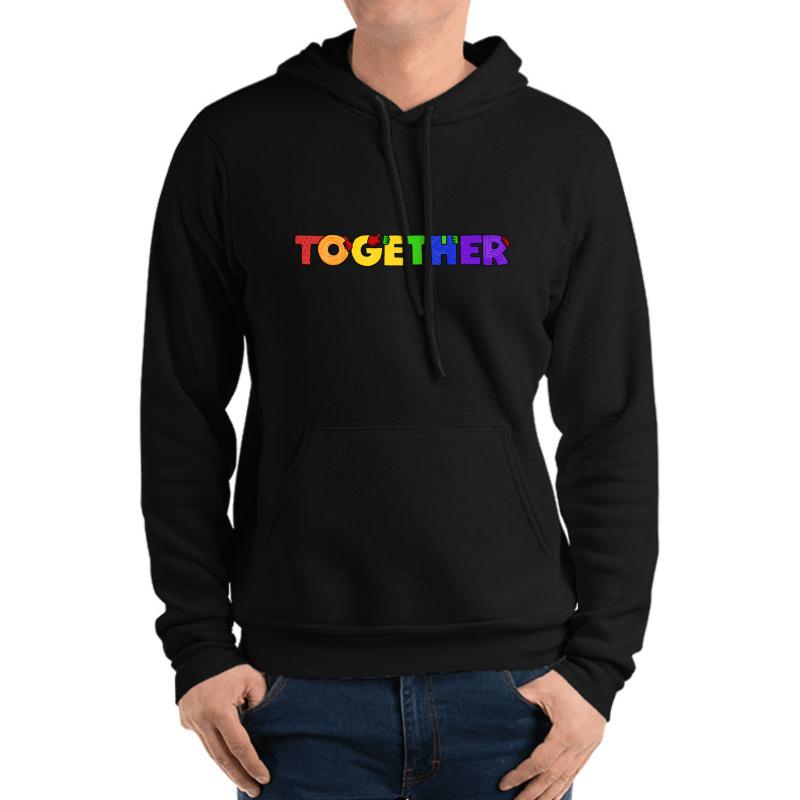 Together Rainbow Colorway  Unisex Hooded Sweatshirt Men Black