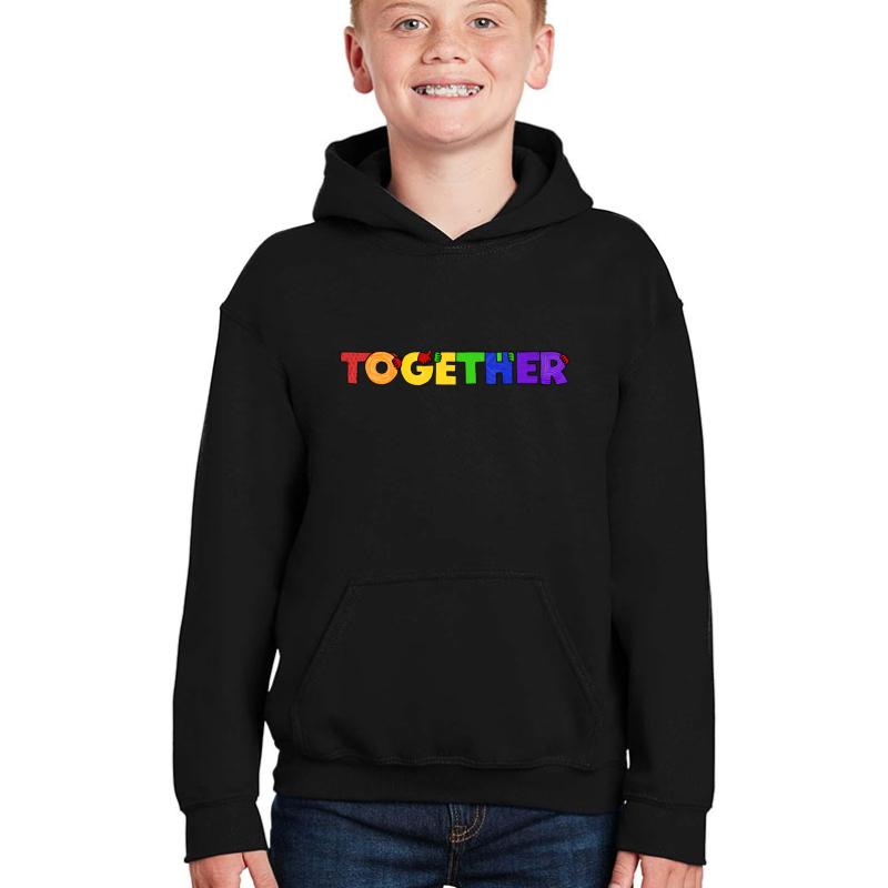 Together Rainbow Colorway  Youth Hooded Sweatshirt Boy Black