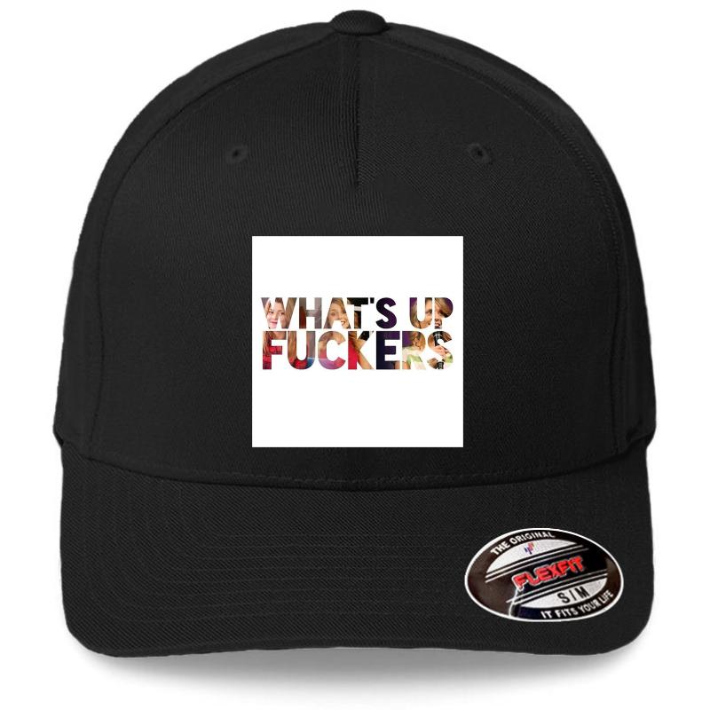 Whats Up F Ckers Flexfit Baseball Cap  Black