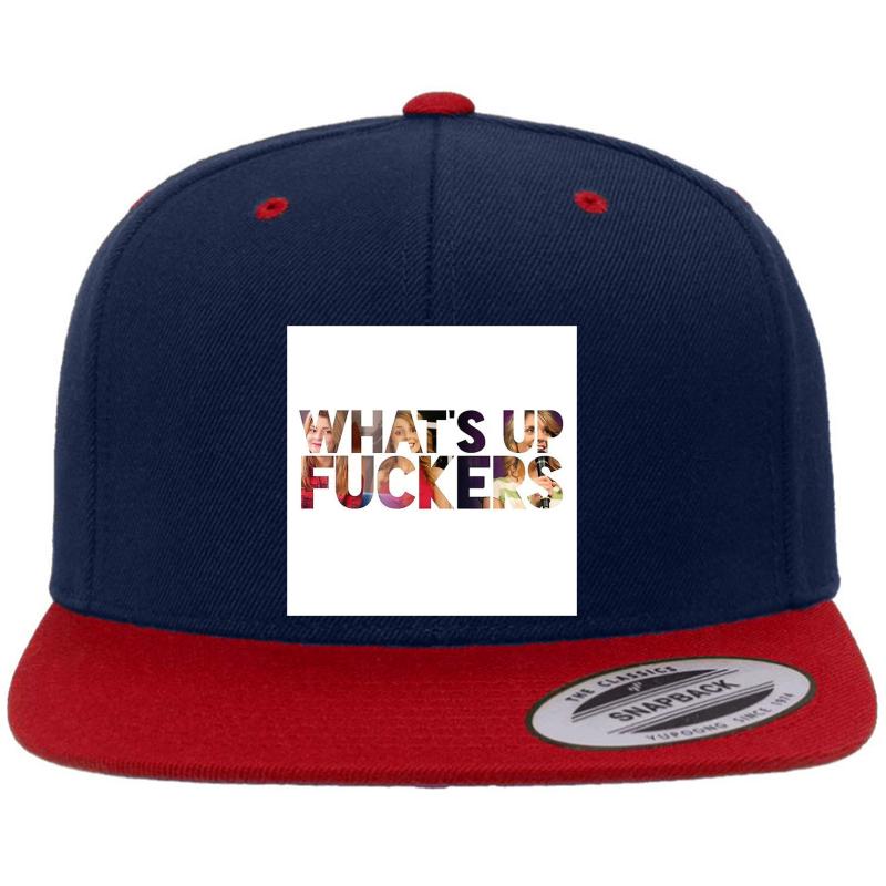 Whats Up F Ckers Premium Flat Bill Snapback Cap  Navy