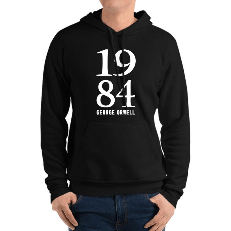 1984 White Unisex Hooded Sweatshirt Men Black