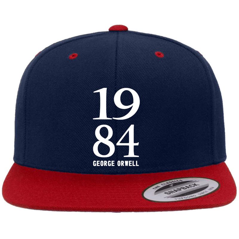 1984 White Premium Flat Bill Snapback Cap  Navy