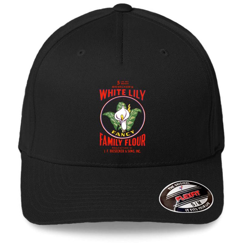 White Lily Flexfit Baseball Cap  Black