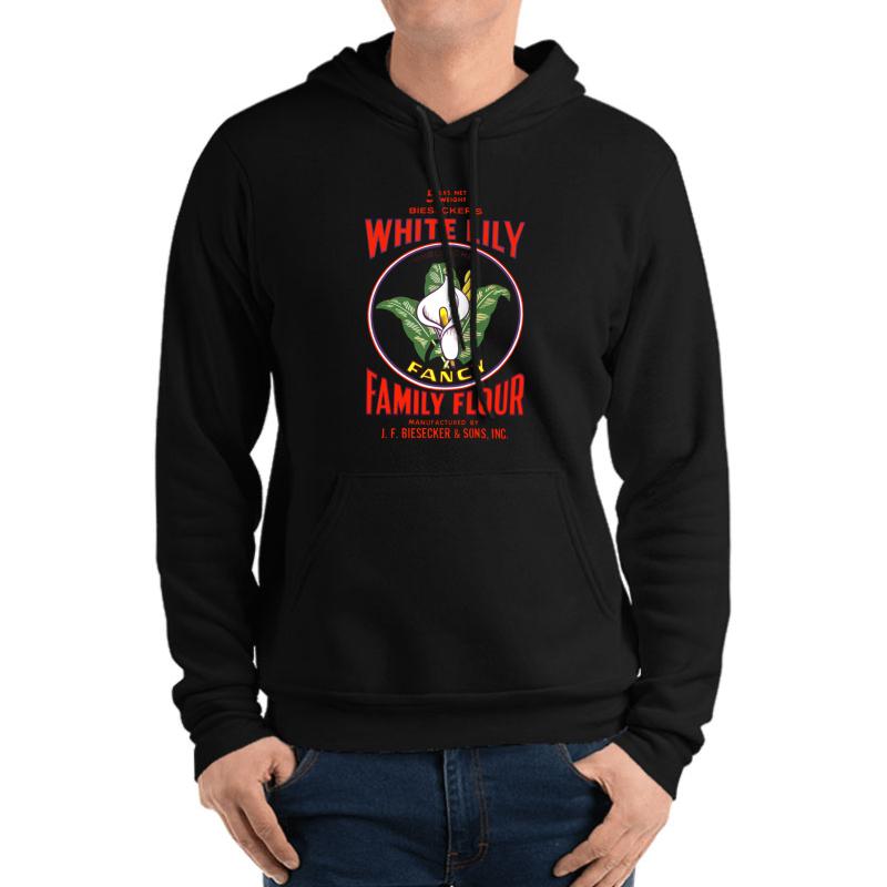 White Lily Unisex Hooded Sweatshirt Men Black