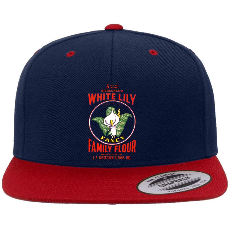 White Lily Premium Flat Bill Snapback Cap  Navy