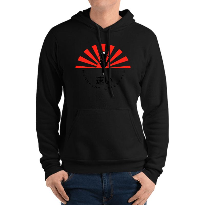 Top Seller: Japanese Sun Motorcycle Lifestyle Unisex Hooded Sweatshirt Men Black