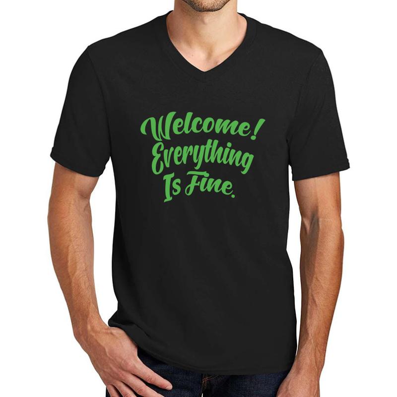 Welcome ! Unisex V-Neck T-Shirt Men Black