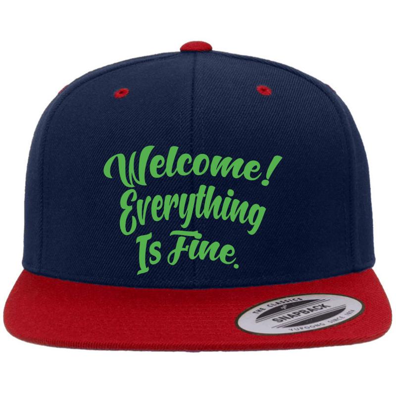 Welcome ! Premium Flat Bill Snapback Cap  Navy