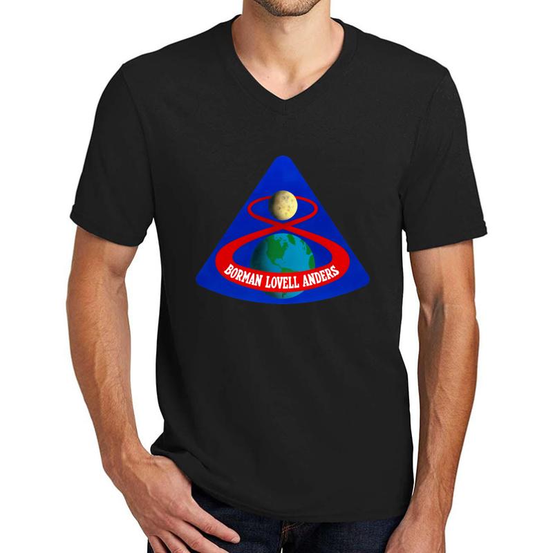 Apollo 8 Nasa Moon Mission Patch Unisex V-Neck T-Shirt Men Black