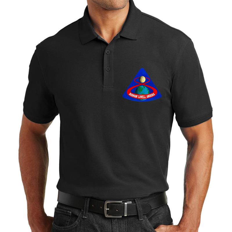 Apollo 8 Nasa Moon Mission Patch Unisex Polo Jersey Sport Shirt Men Black