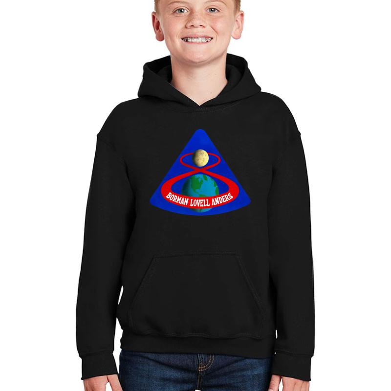 Apollo 8 Nasa Moon Mission Patch Youth Hooded Sweatshirt Boy Black