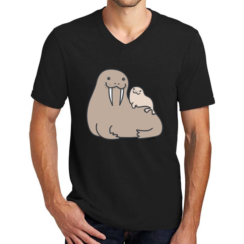 Walrus Papa Unisex V-Neck T-Shirt Men Black