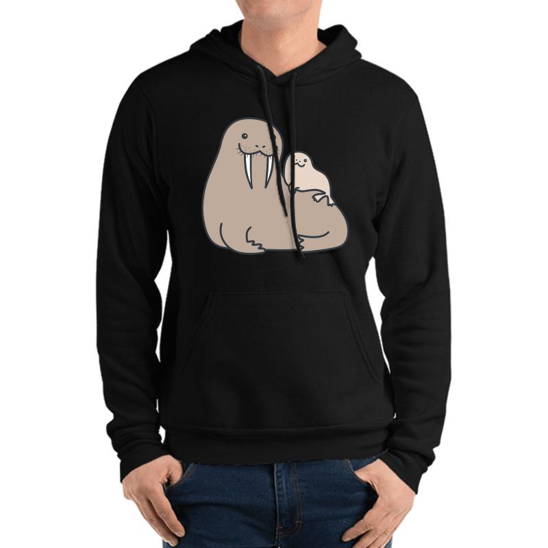 Walrus Papa Unisex Hooded Sweatshirt Men Black