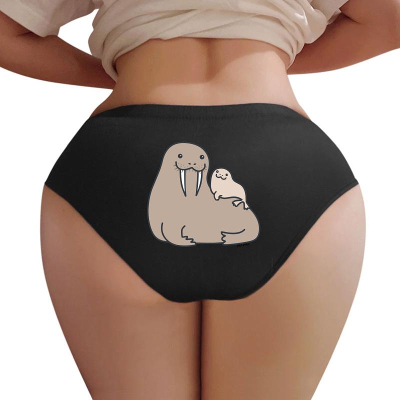 Walrus Papa Women Underwear Panties Women Black