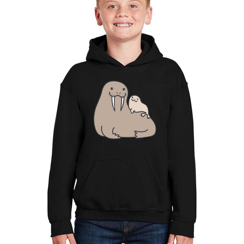 Walrus Papa Youth Hooded Sweatshirt Boy Black