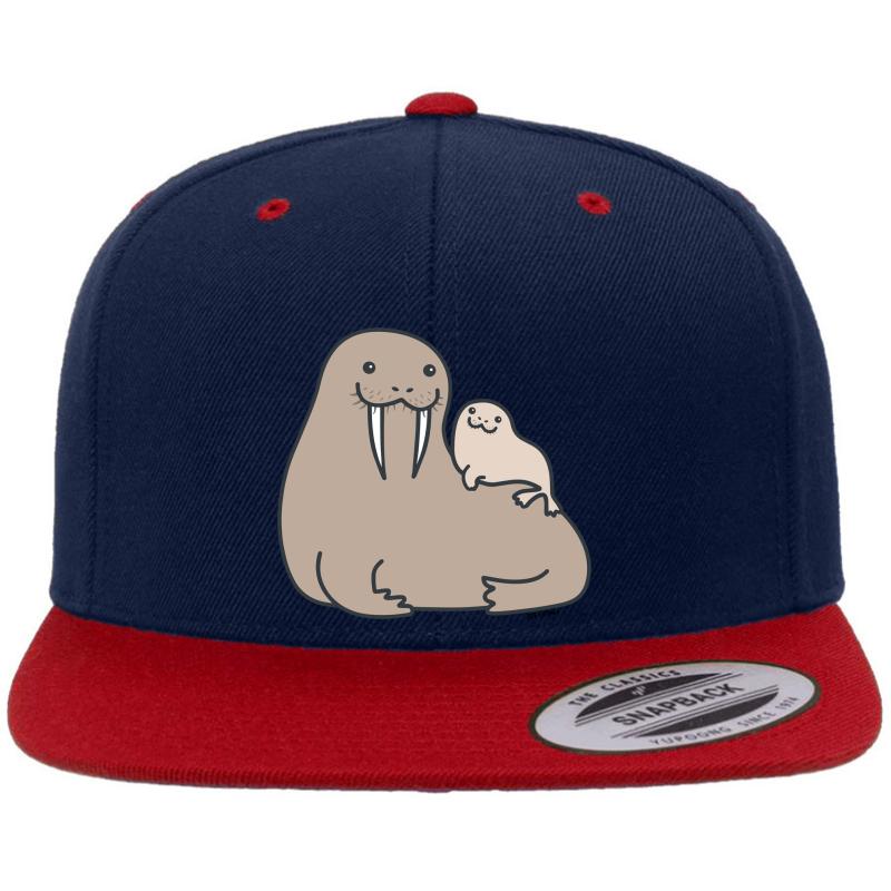 Walrus Papa Premium Flat Bill Snapback Cap  Navy