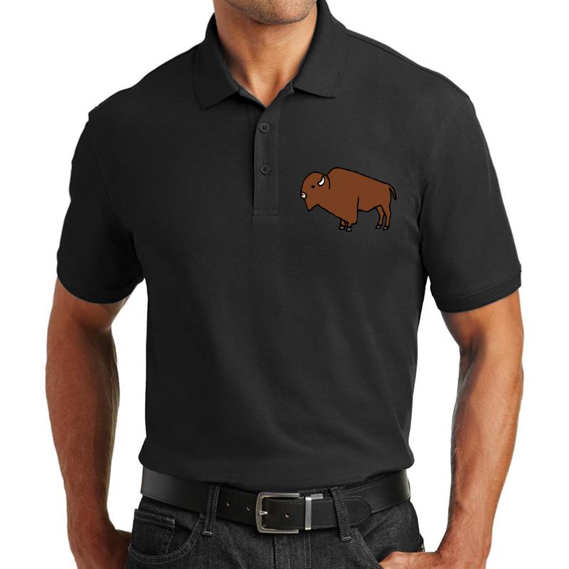 American Bison Unisex Polo Jersey Sport Shirt Men Black