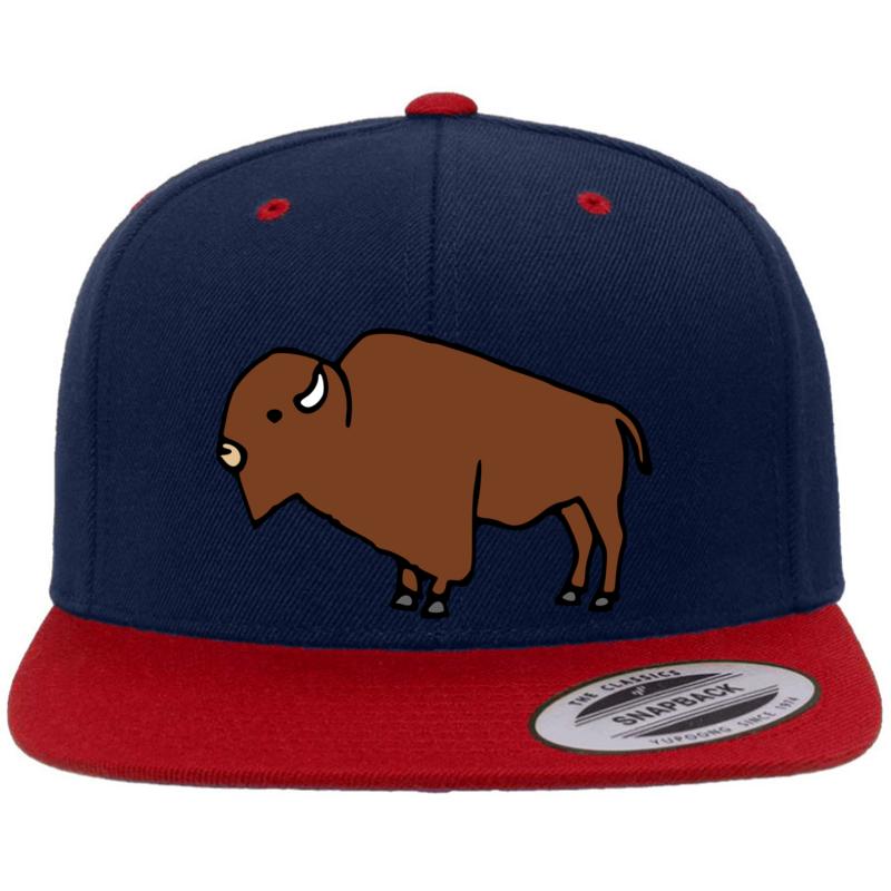 American Bison Premium Flat Bill Snapback Cap  Navy