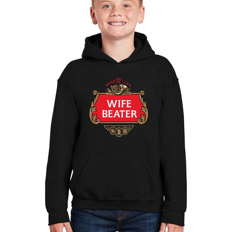 Wife Beater Youth Hooded Sweatshirt Boy Black