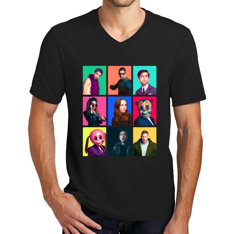 The Umbrella Academy - Character Collage Unisex V-Neck T-Shirt Men Black