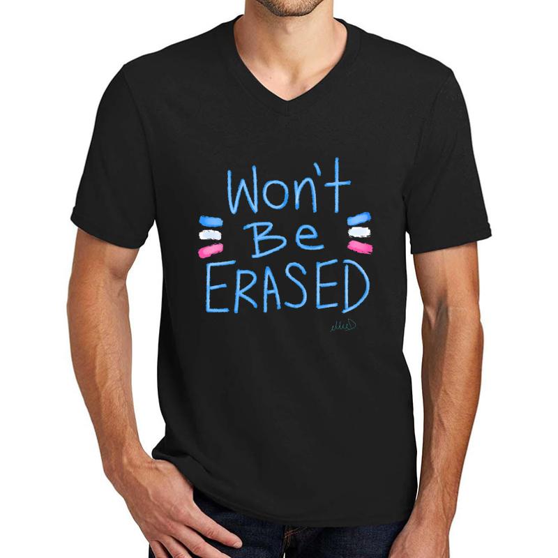 Won't Be Erased - Transgender Civil Rights Movement Unisex V-Neck T-Shirt Men Black