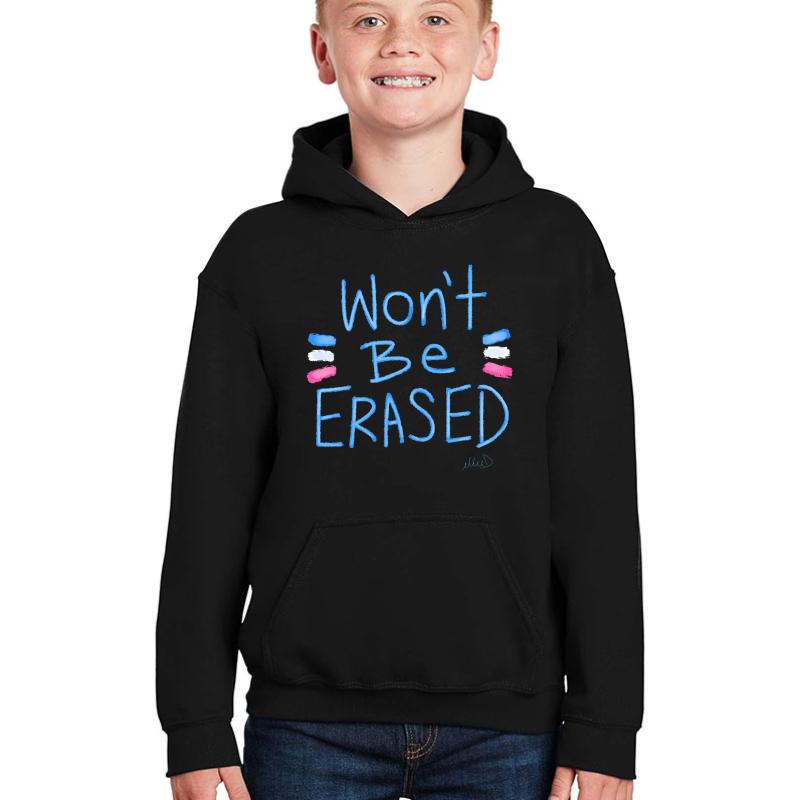 Won't Be Erased - Transgender Civil Rights Movement Youth Hooded Sweatshirt Boy Black