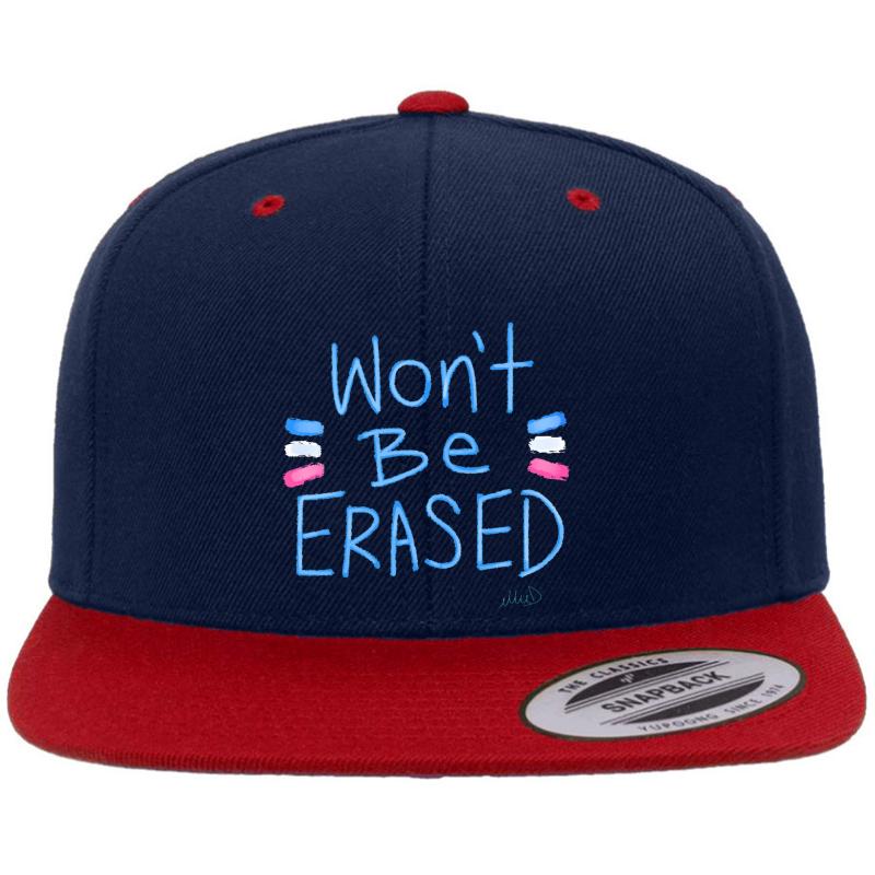 Won't Be Erased - Transgender Civil Rights Movement Premium Flat Bill Snapback Cap  Navy