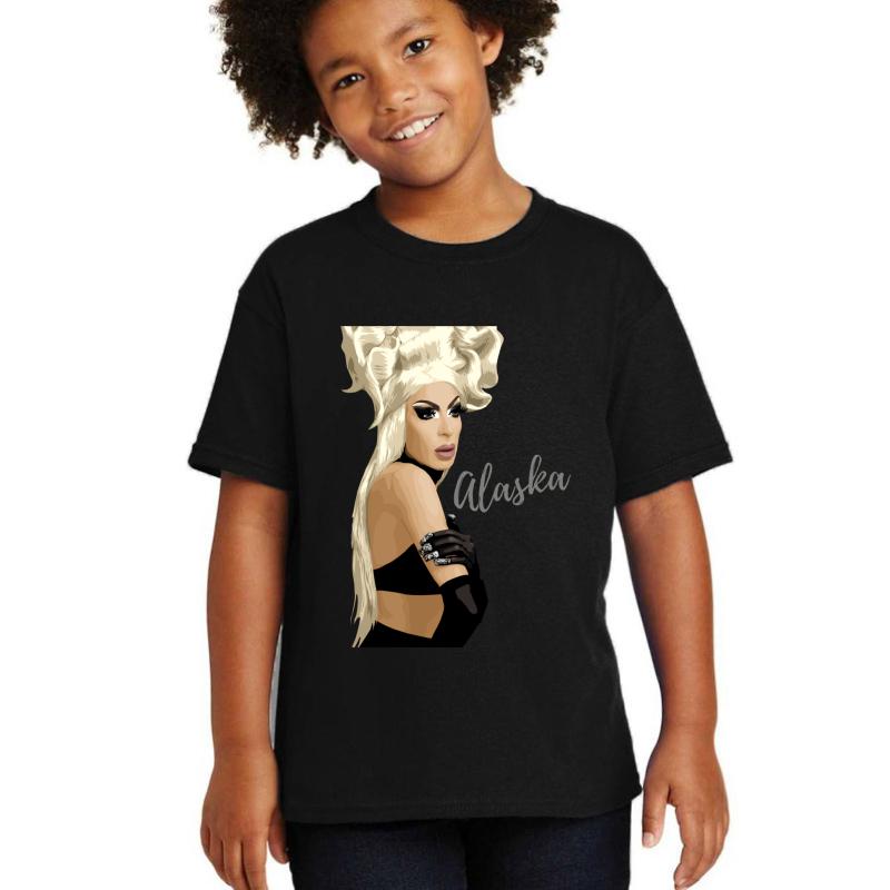 Alaska Thvnderfvck 5000 Drag Queen Rupaul's Drag Race Youth T-Shirt Boy Black