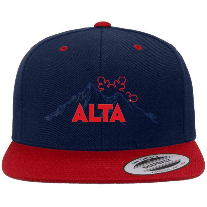 Alta Ski Resort In Utah Premium Flat Bill Snapback Cap  Navy