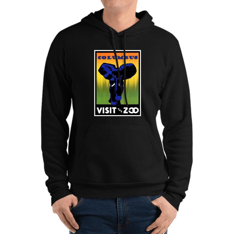 Vintage Elephant Visit The Zoo Columbus Unisex Hooded Sweatshirt Men Black