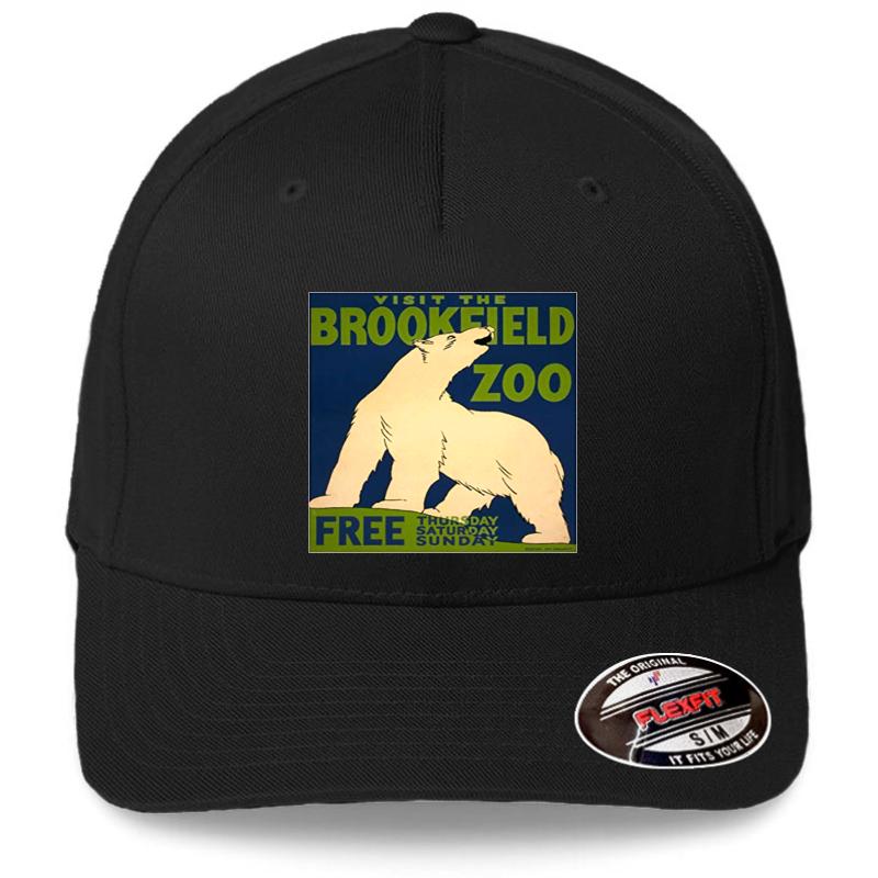 Vintage Polar Bear Visit The Zoo Brookfield Flexfit Baseball Cap  Black