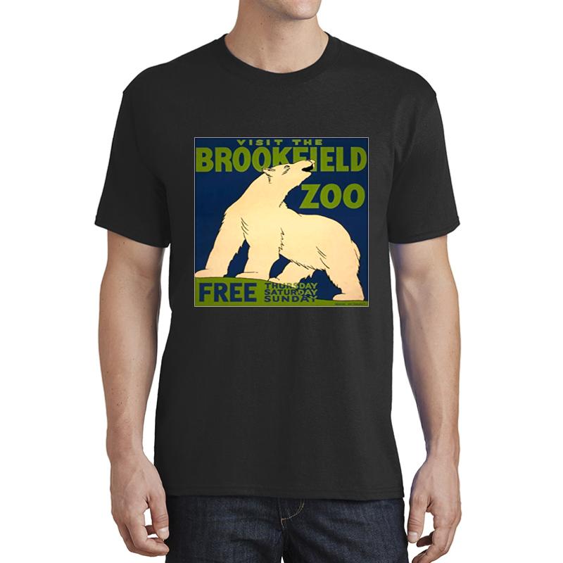 Vintage Polar Bear Visit The Zoo Brookfield Unisex T-Shirt Men Black