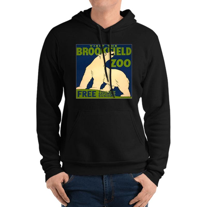 Vintage Polar Bear Visit The Zoo Brookfield Unisex Hooded Sweatshirt Men Black