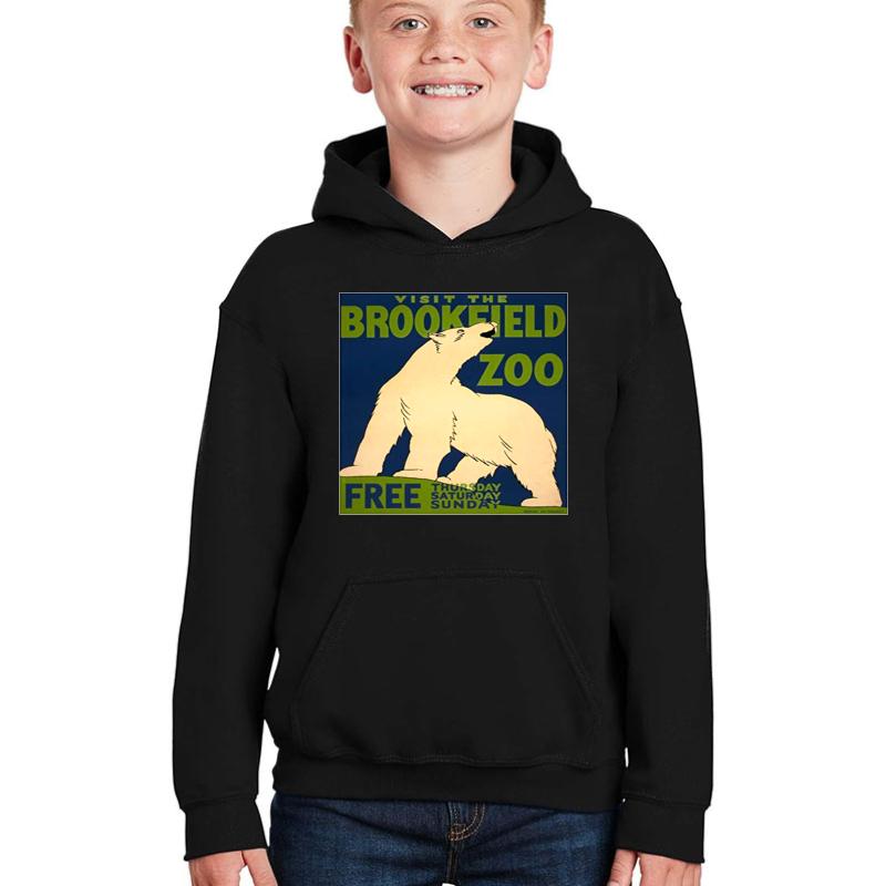 Vintage Polar Bear Visit The Zoo Brookfield Youth Hooded Sweatshirt Boy Black