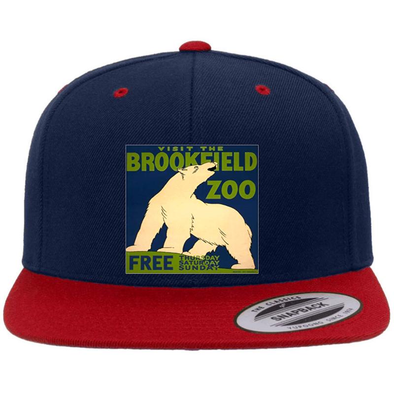 Vintage Polar Bear Visit The Zoo Brookfield Premium Flat Bill Snapback Cap  Navy