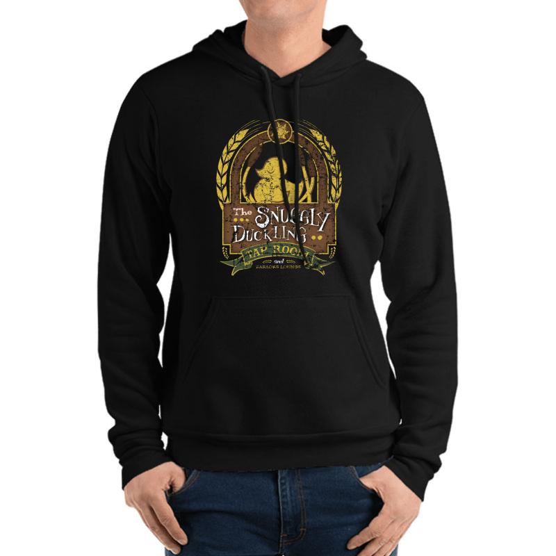 The Snuggly Duckling Tap Room Unisex Hooded Sweatshirt Men Black