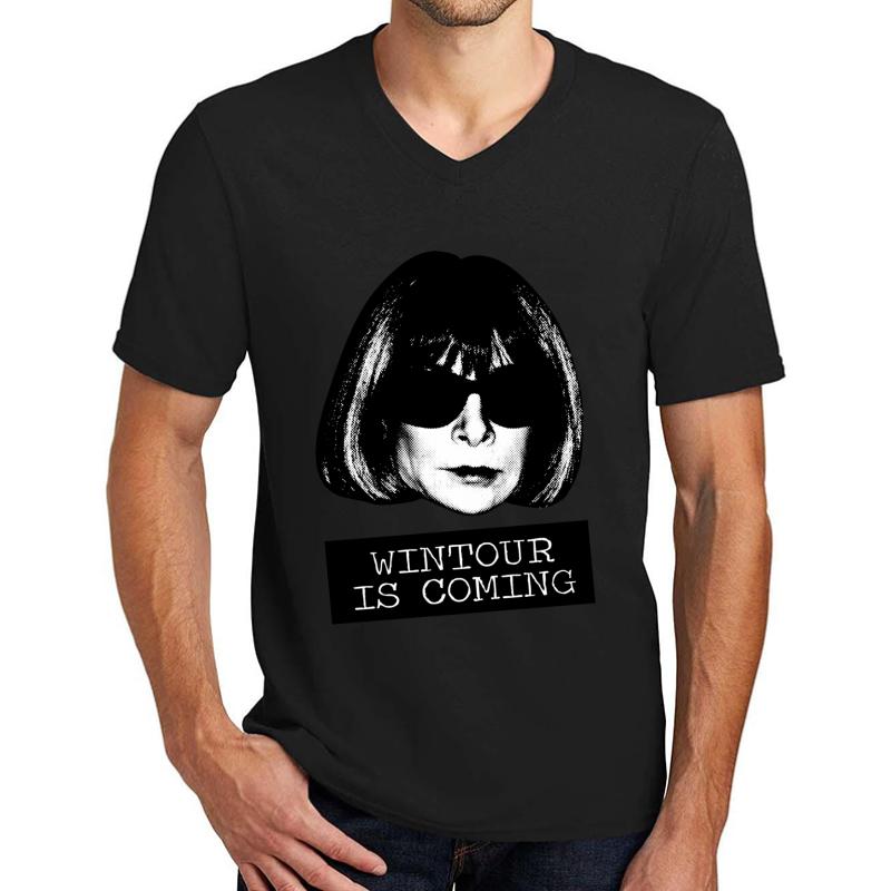 Wintour Is Coming Unisex V-Neck T-Shirt Men Black