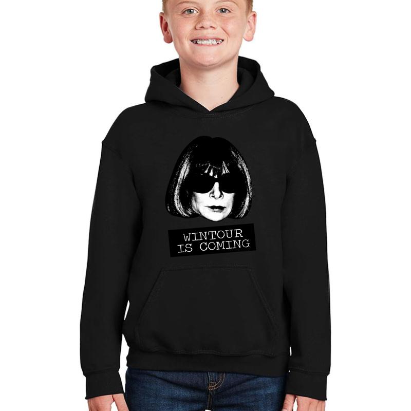 Wintour Is Coming Youth Hooded Sweatshirt Boy Black