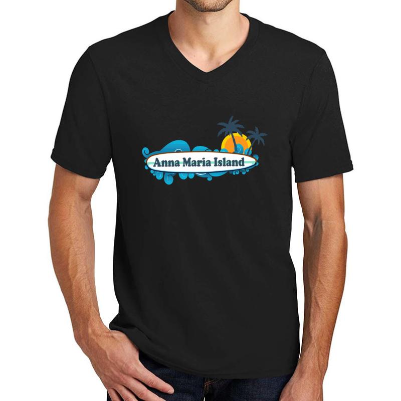 Anna Maria Island. Unisex V-Neck T-Shirt Men Black