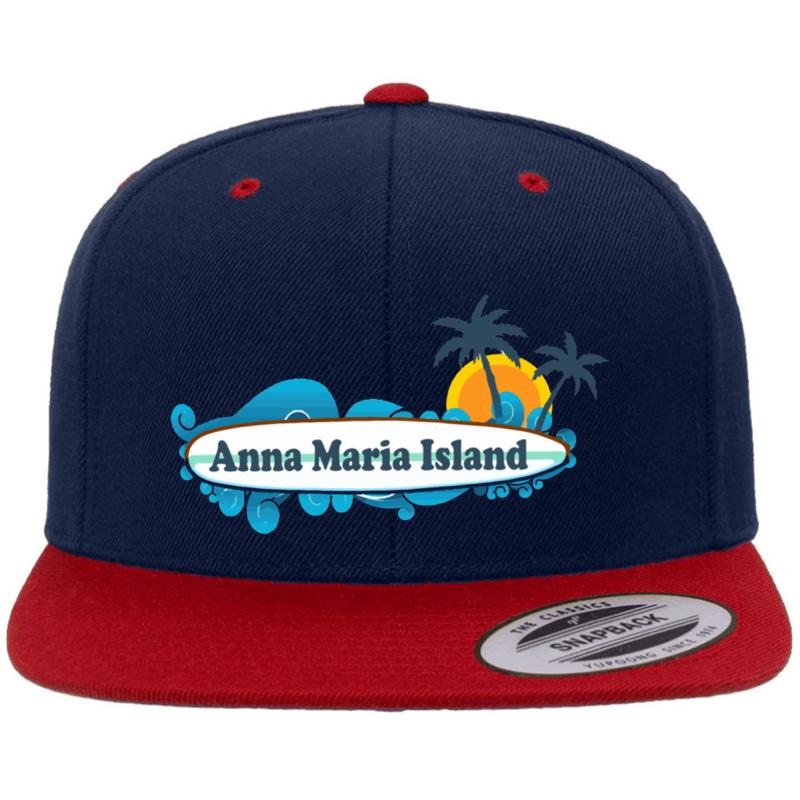 Anna Maria Island. Premium Flat Bill Snapback Cap  Navy