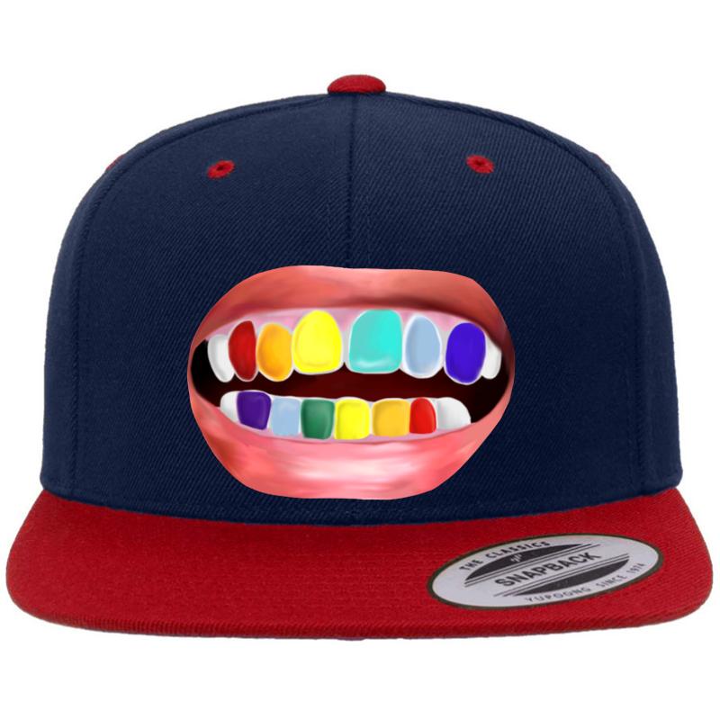 6Ix9ine Premium Flat Bill Snapback Cap  Navy