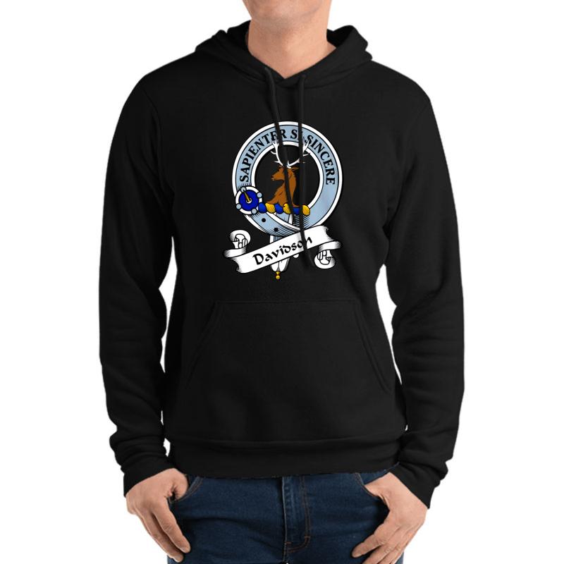 00052 Davidson Clan Family Tartan Unisex Hooded Sweatshirt Men Black