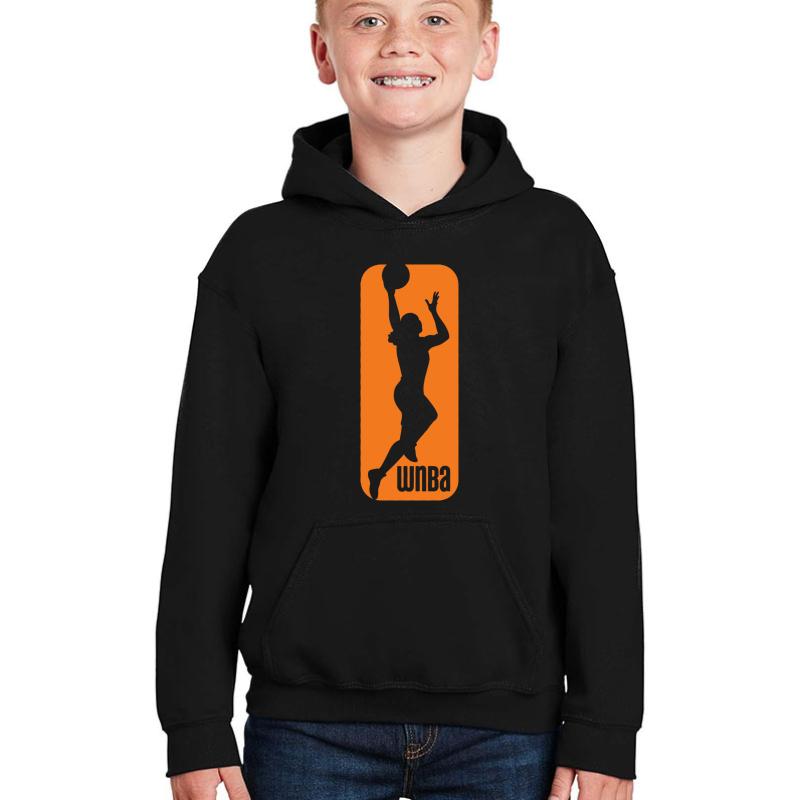 Wnba Basketball Logo  Youth Hooded Sweatshirt Boy Black